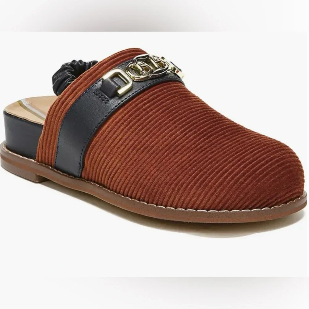 SAM EDELMAN KID’S JUNEY CLOG GIRLS SLIP-ON LOAFERS GOLD ACCENT BROWN COLOR  2 M
